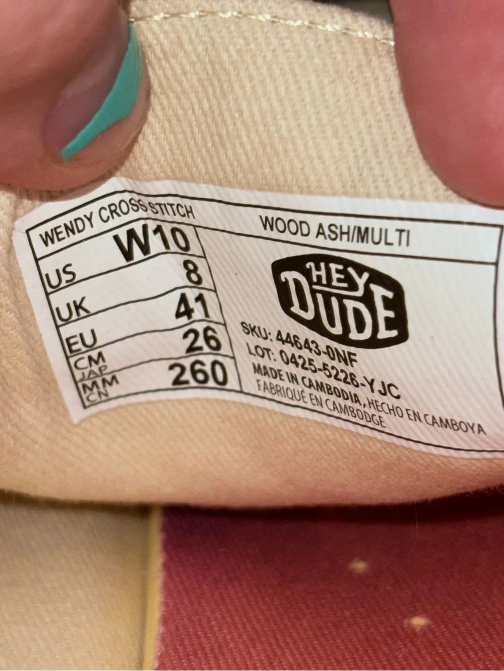 Hey Dude Women Wendy Cross Stitch Canvas Loafer Wood Ash Multi Shoes Size 10 New